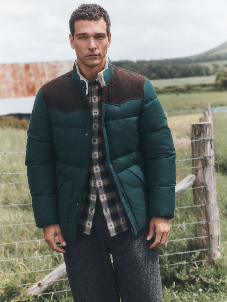 Grün - Western Style Quilted Puffer Jacket - Bild 1 von 7