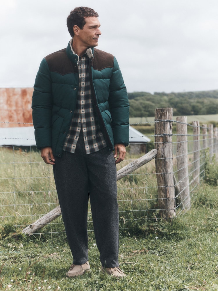 Grün - Western Style Quilted Puffer Jacket - Bild 2 von 7
