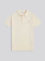 U.S. Polo Assn Cream Moss Stitch Knit Polo Shirt - Image 1 of 3