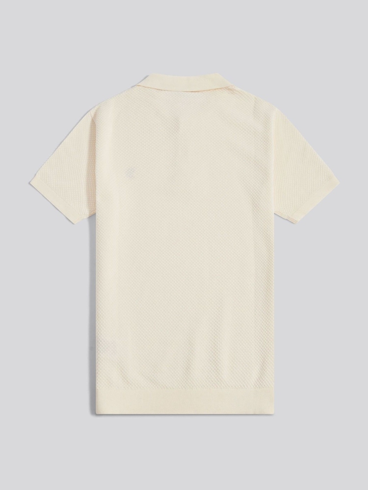 U.S. Polo Assn Cream Moss Stitch Knit Polo Shirt - Image 2 of 3