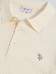 U.S. Polo Assn Cream Moss Stitch Knit Polo Shirt - Image 3 of 3