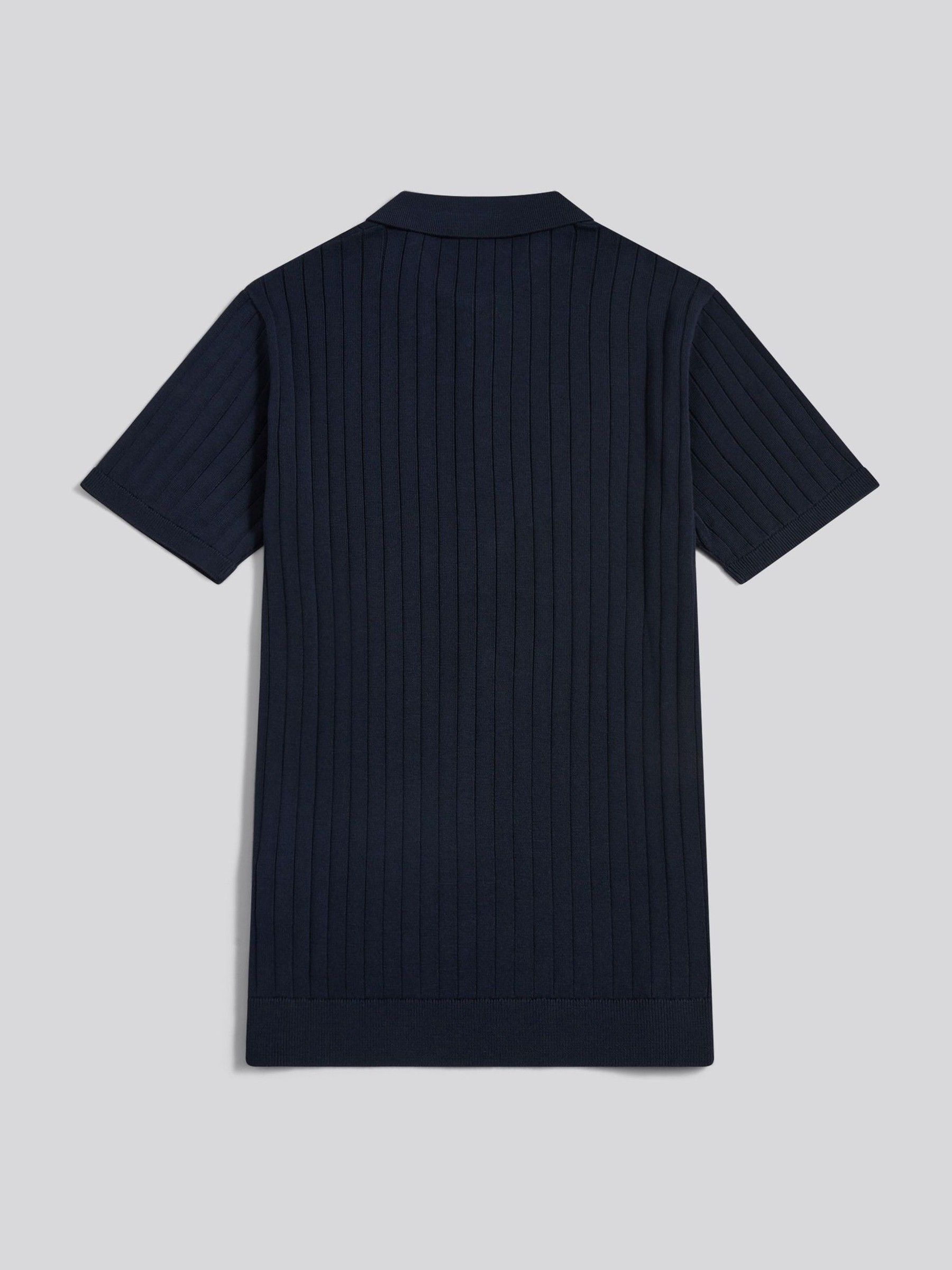 Buy U.S. Polo Assn Blue Smart Textured Knit Quarter Zip Polo Shirt