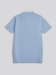 U.S. Polo Assn Blue Herringbone Texture Knit Polo Shirt - Image 2 of 3