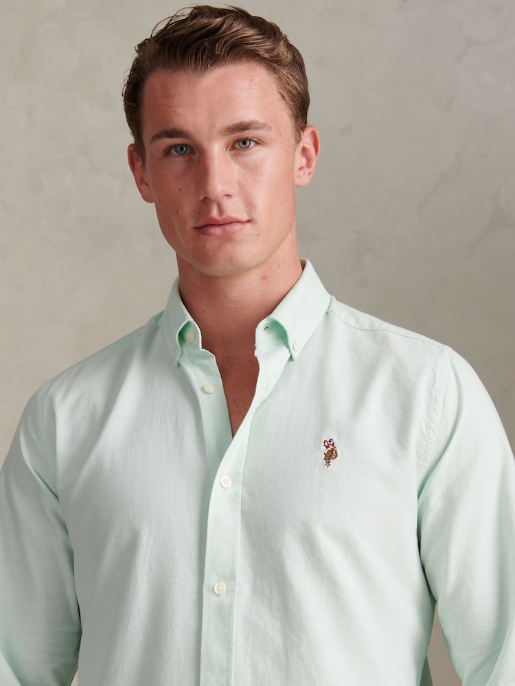 U.S. Polo Assn Light Green Peached Oxford Shirt - Image 2 of 10