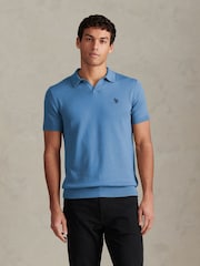 U.S. Polo Assn Blue Combed Cotton Double Horsemen Revere Polo Shirt - Image 1 of 7