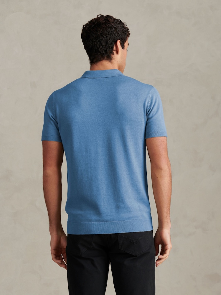 U.S. Polo Assn Blue Combed Cotton Double Horsemen Revere Polo Shirt - Image 2 of 7