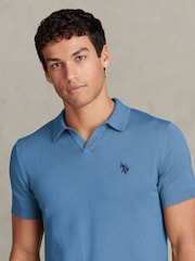 U.S. Polo Assn Blue Combed Cotton Double Horsemen Revere Polo Shirt - Image 4 of 7