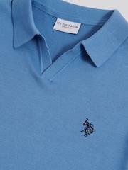 U.S. Polo Assn Blue Combed Cotton Double Horsemen Revere Polo Shirt - Image 7 of 7