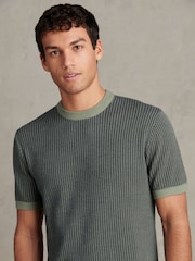 U.S. Polo Assn Green Cotton Vertical Texture Knit T-Shirt - Image 2 of 8