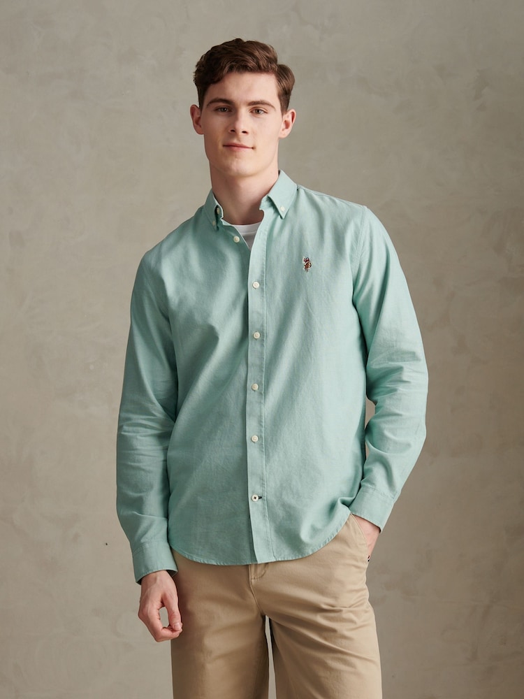 U.S. Polo Assn Persian Green Peached Oxford Shirt - Image 1 of 7