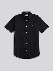U.S. Polo Assn Black Linen Blend Short Sleeve Shirt - Image 1 of 3