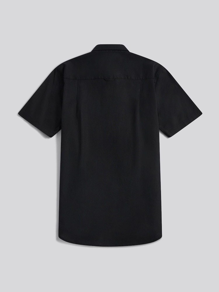 U.S. Polo Assn Black Linen Blend Short Sleeve Shirt - Image 2 of 3
