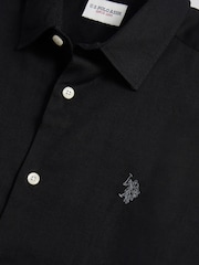U.S. Polo Assn Black Linen Blend Short Sleeve Shirt - Image 7 of 7
