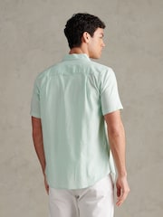 U.S. Polo Assn Mint Green Linen Blend Short Sleeve Shirt - Image 4 of 8