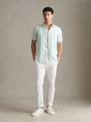 U.S. Polo Assn Mint Green Linen Blend Short Sleeve Shirt - Image 5 of 8