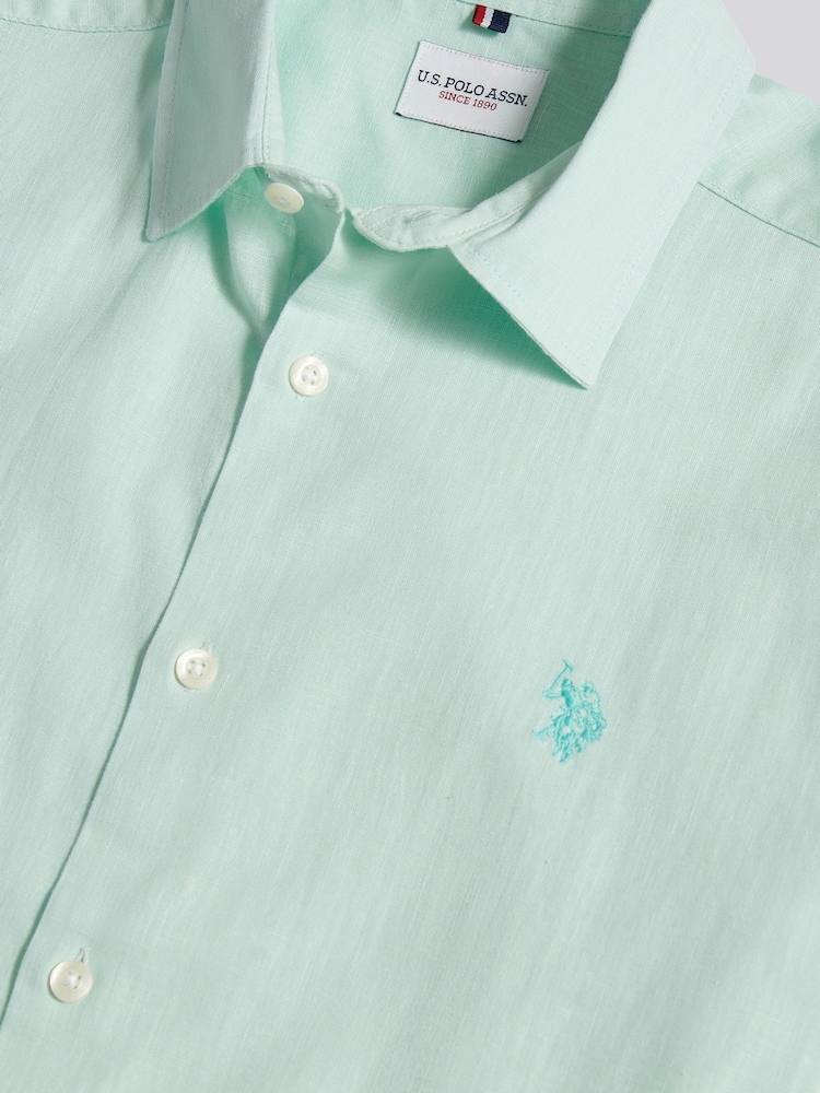 U.S. Polo Assn Mint Green Linen Blend Short Sleeve Shirt - Image 8 of 8 U.S. Polo Assn Mint Green Linen Blend Short Sleeve Shirt - Image 8 of 8