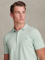 U.S. Polo Assn. Green Mens Combed Cotton Polo Shirt - Image 4 of 7