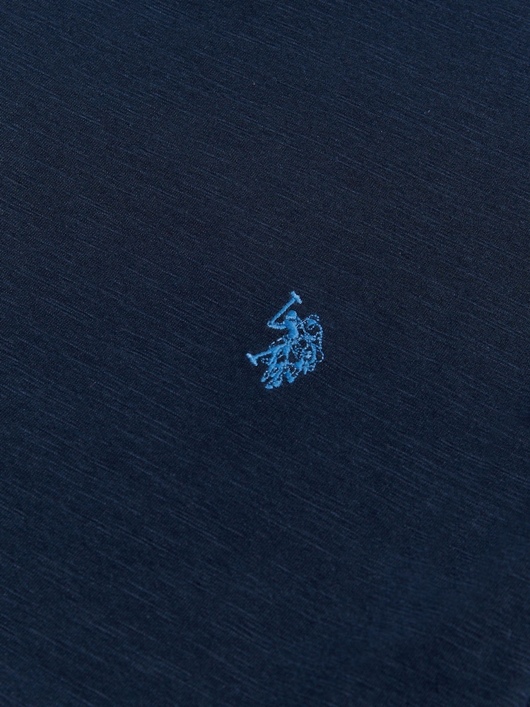 Azul - U.S. Polo Assn. Subtle Texture Double Horsemen T-Shirt - Imagem 7 de 7