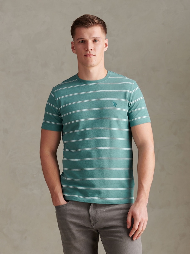 U.S. Polo Assn Green Terry Stripe T-Shirt - Image 1 of 7