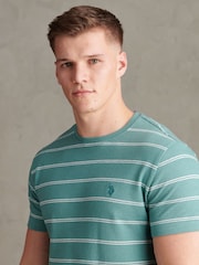 U.S. Polo Assn Green Terry Stripe T-Shirt - Image 2 of 7