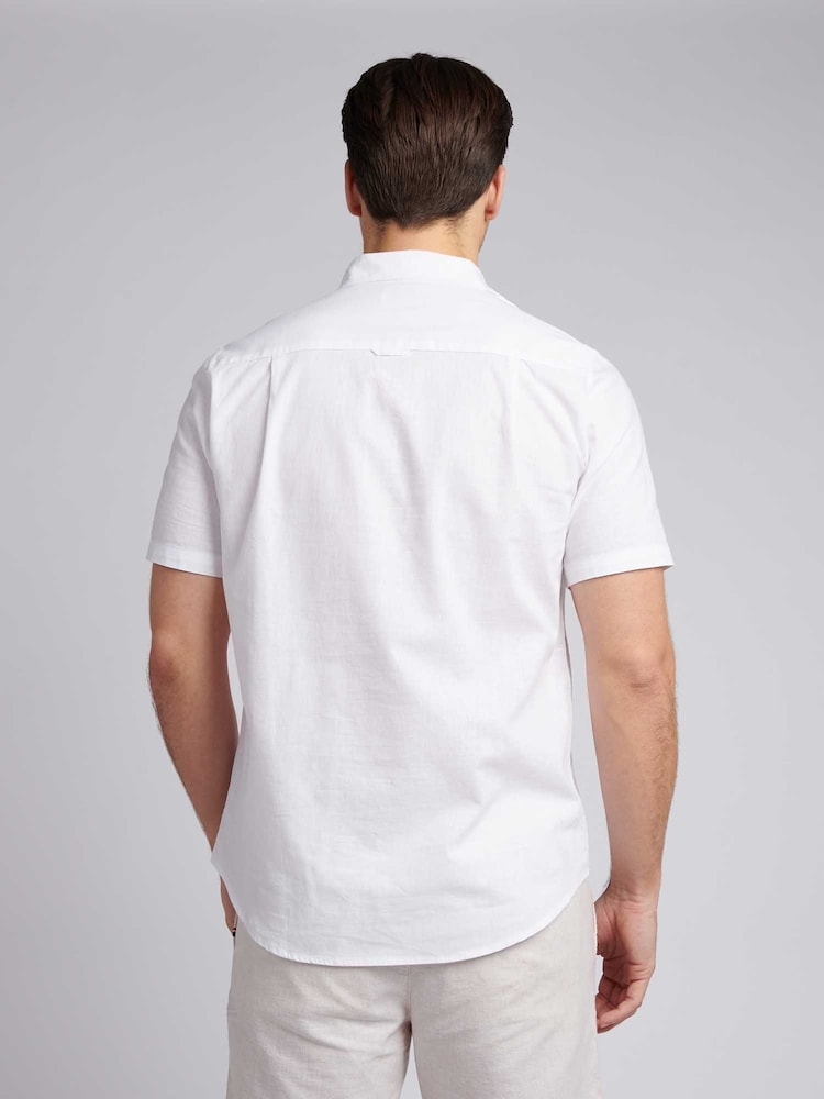 U.S. Polo Assn White Linen Blend Short Sleeve Shirt - Image 2 of 7 U.S. Polo Assn White Linen Blend Short Sleeve Shirt - Image 2 of 7