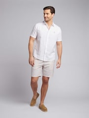 U.S. Polo Assn White Linen Blend Short Sleeve Shirt - Image 3 of 7