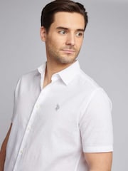 U.S. Polo Assn White Linen Blend Short Sleeve Shirt - Image 4 of 7