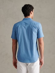 U.S. Polo Assn Blue Linen Blend Short Sleeve Shirt - Image 4 of 7