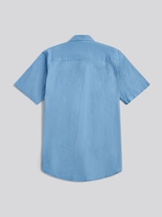 U.S. Polo Assn Blue Linen Blend Short Sleeve Shirt - Image 6 of 7