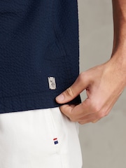 U.S. Polo Assn Blue Seersucker Revere Short Sleeve Shirt - Image 2 of 7