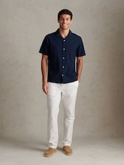 U.S. Polo Assn Blue Seersucker Revere Short Sleeve Shirt - Image 3 of 7