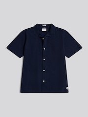 U.S. Polo Assn Blue Seersucker Revere Short Sleeve Shirt - Image 5 of 7