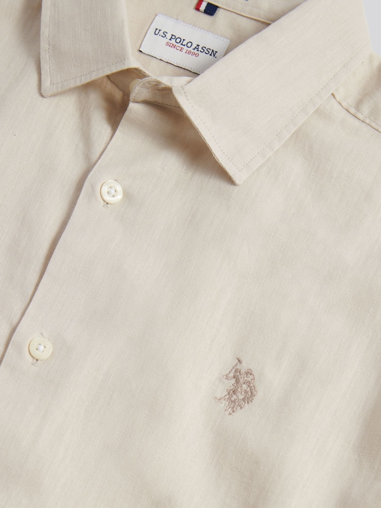 U.S. Polo Assn Natural Linen Blend Short Sleeve Shirt - Image 8 of 8