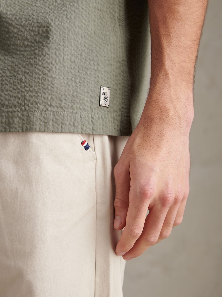 U.S. Polo Assn Green Seersucker Revere Short Sleeve Shirt - Image 2 of 7