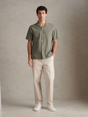 U.S. Polo Assn Green Seersucker Revere Short Sleeve Shirt - Image 3 of 7