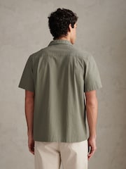 U.S. Polo Assn Green Seersucker Revere Short Sleeve Shirt - Image 4 of 7