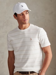 U.S. Polo Assn Cream Terry Stripe T-Shirt - Image 2 of 7