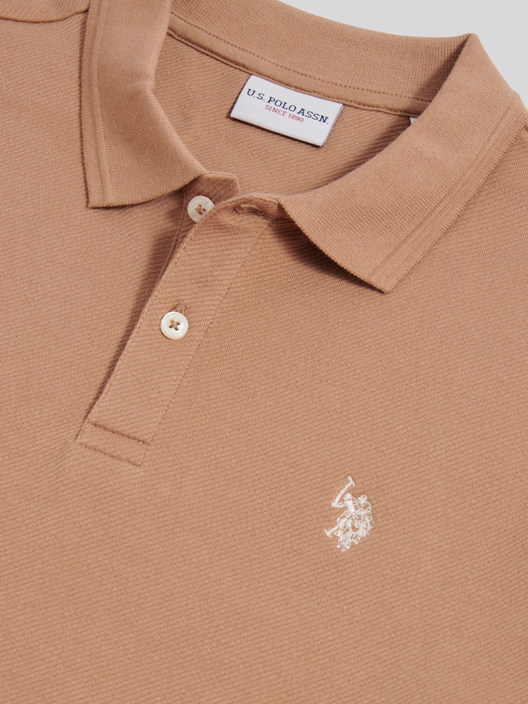 U.S. Polo Assn Brown Twill Texture Polo Shirt - Image 3 of 3