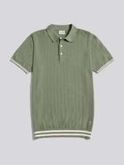 U.S. Polo Assn Green Tipped Open Knit Polo Shirt - Image 1 of 3