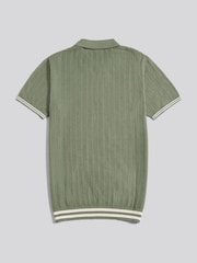 U.S. Polo Assn Green Tipped Open Knit Polo Shirt - Image 2 of 3