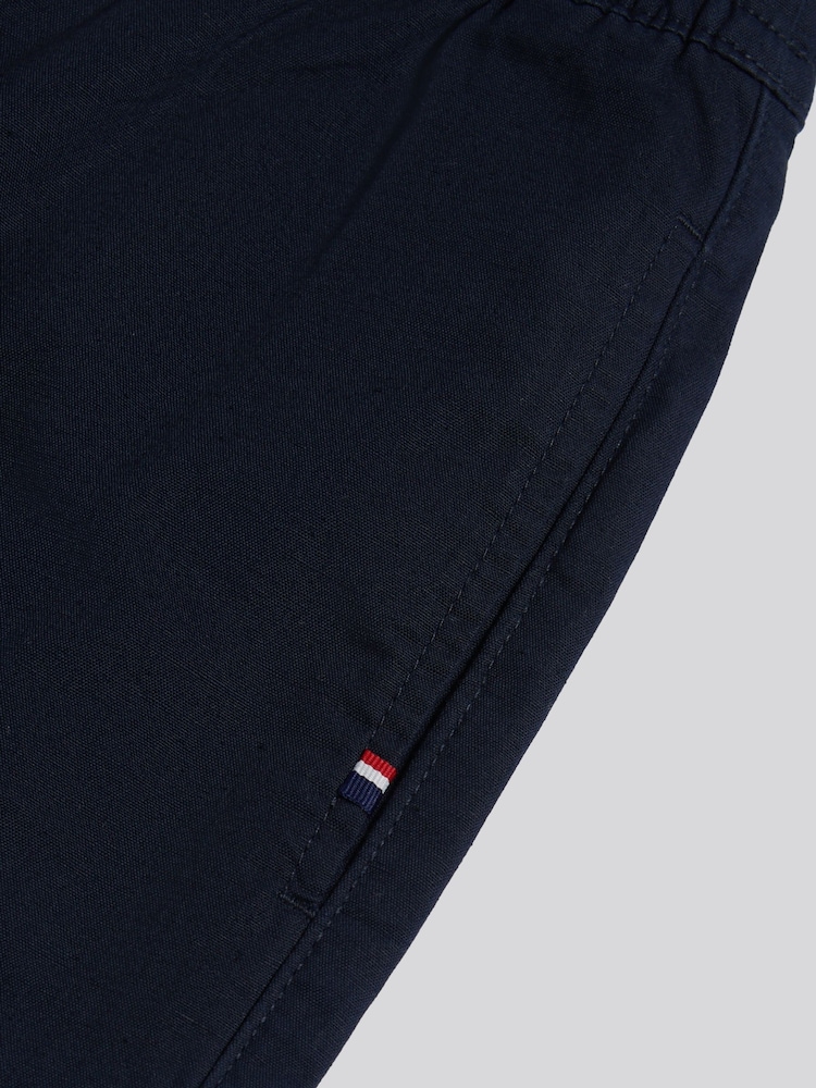U.S. Polo Assn Blue Linen Blend Drawstring Trousers - Image 4 of 4