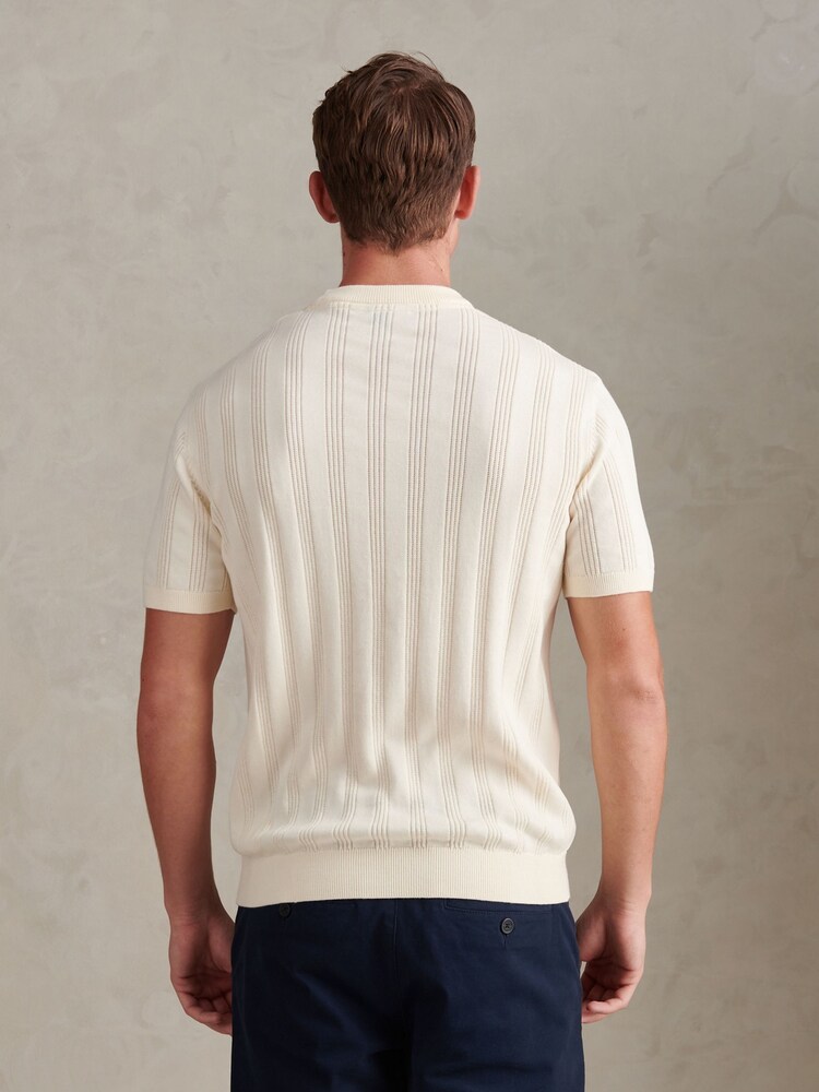 U.S. Polo Assn. Cream Vertical Texture Knit T-Shirt - Image 2 of 7