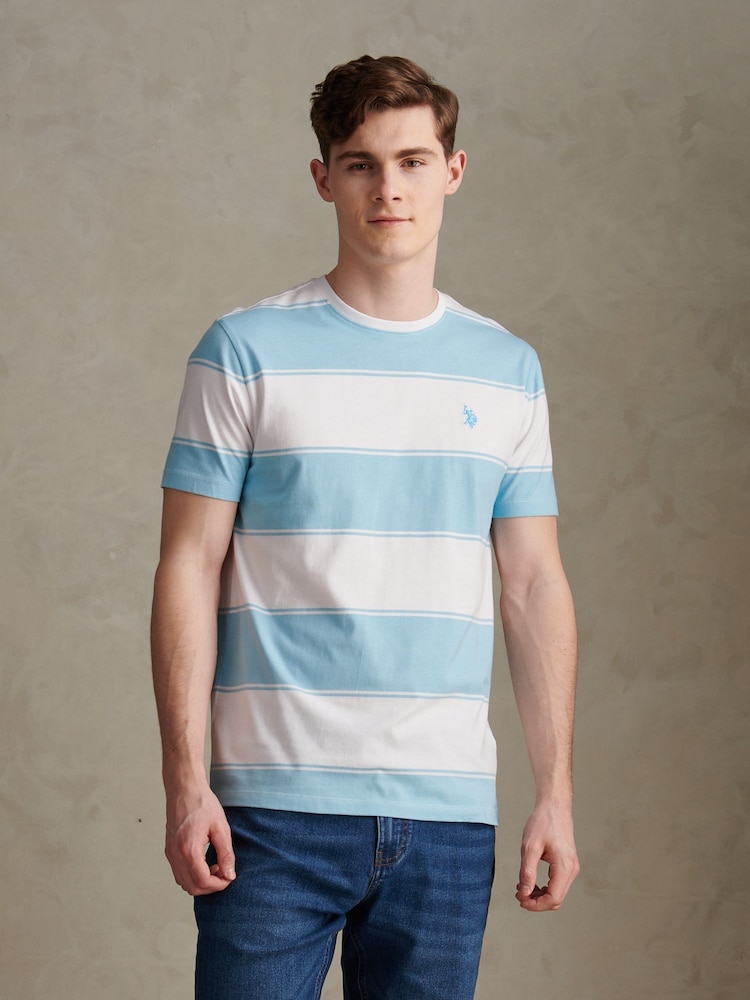 U.S. Polo Assn. Blue Wide Stripe T-Shirt - Image 1 of 7 U.S. Polo Assn. Blue Wide Stripe T-Shirt - Image 1 of 7