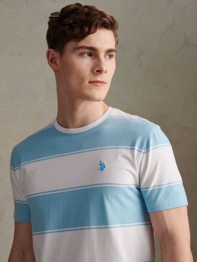 U.S. Polo Assn. Blue Wide Stripe T-Shirt - Image 2 of 7 U.S. Polo Assn. Blue Wide Stripe T-Shirt - Image 2 of 7