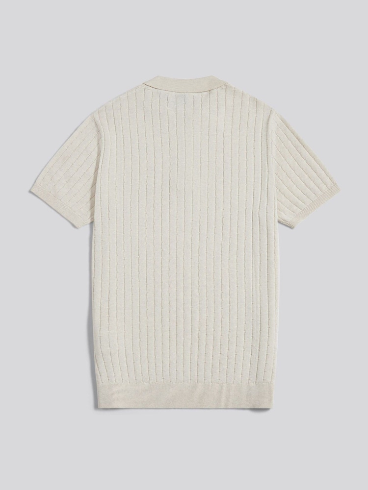 U.S. Polo Assn Off White Zip Knit Short Sleeve Polo Shirt - Image 2 of 3