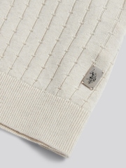 U.S. Polo Assn Off White Zip Knit Short Sleeve Polo Shirt - Image 3 of 3