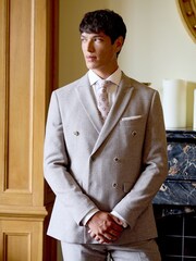 Skopes Grey Double Breasted Jude Tweed Tailored Fit Suit Jacket - Image 1 of 7