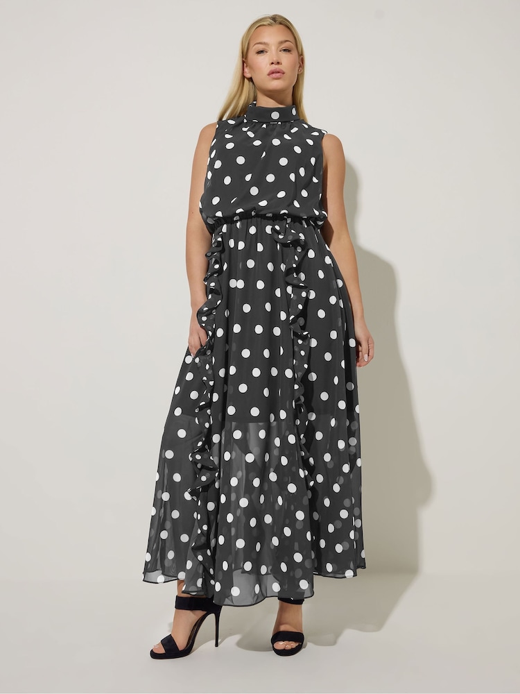 Star by Julien MacDonald Black Spot Print Dress - Image 2 of 6