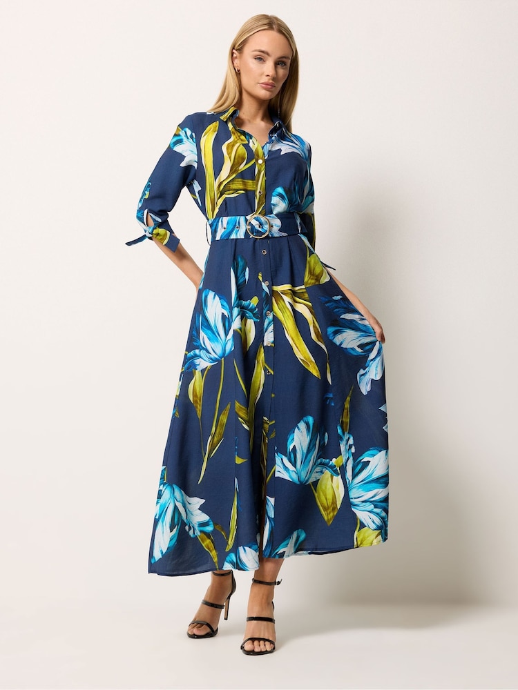 Star by Julien MacDonald Blue Floral Printed Shirt Dress - Image 1 of 5
