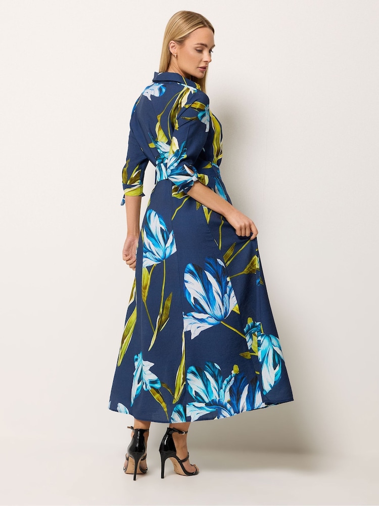 Star by Julien MacDonald Blue Floral Printed Shirt Dress - Image 2 of 5